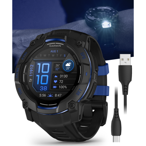 Instinct 3  50 mm, AMOLED, Black with Charcoal Band