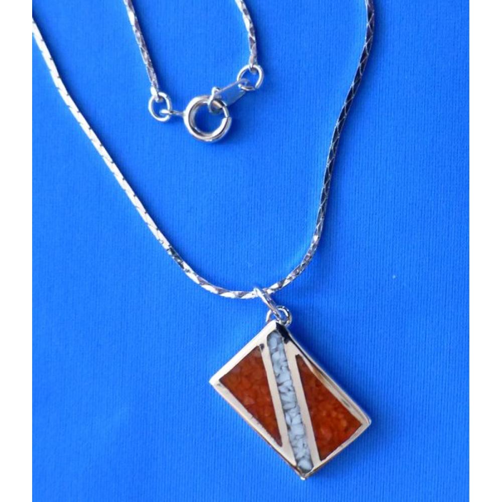 Dive Flag Jewelry pendant with silver chain