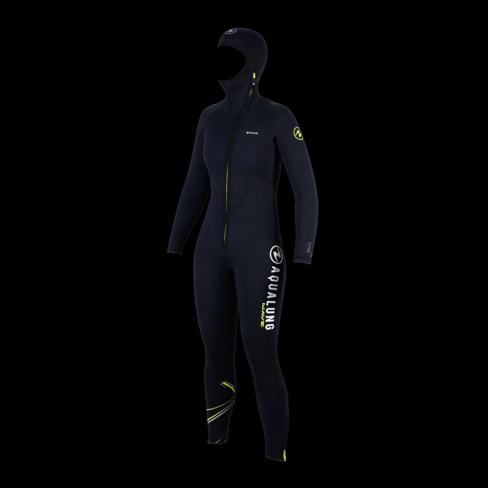 WAVE 6MM FZ W/HOOD,WMN,BLK/GRN ML