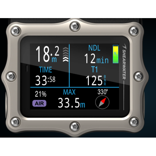 Shearwater Perdix 3 Dive Computer – Silver Titanium Bezel, AMOLED Display & Air Integration – SKU 13