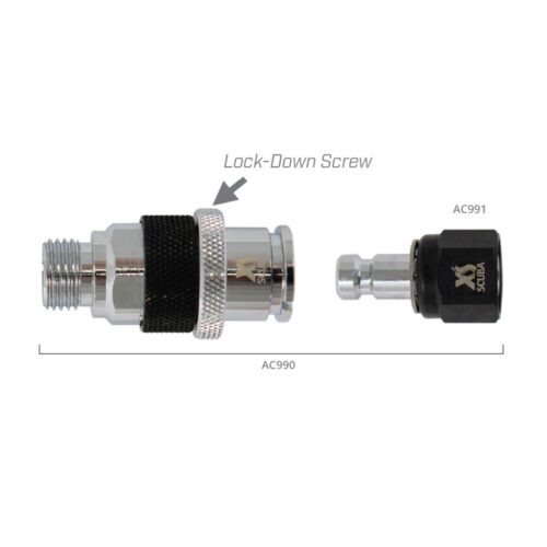 XS Scuba AC990 Second Stage Quick Disconnect Adapter – Regulator Hose Quick Connect Fitting