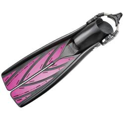 Atomic Aquatics HEC Open Heel SplitFins with Spring Straps - Large, Fuchsia