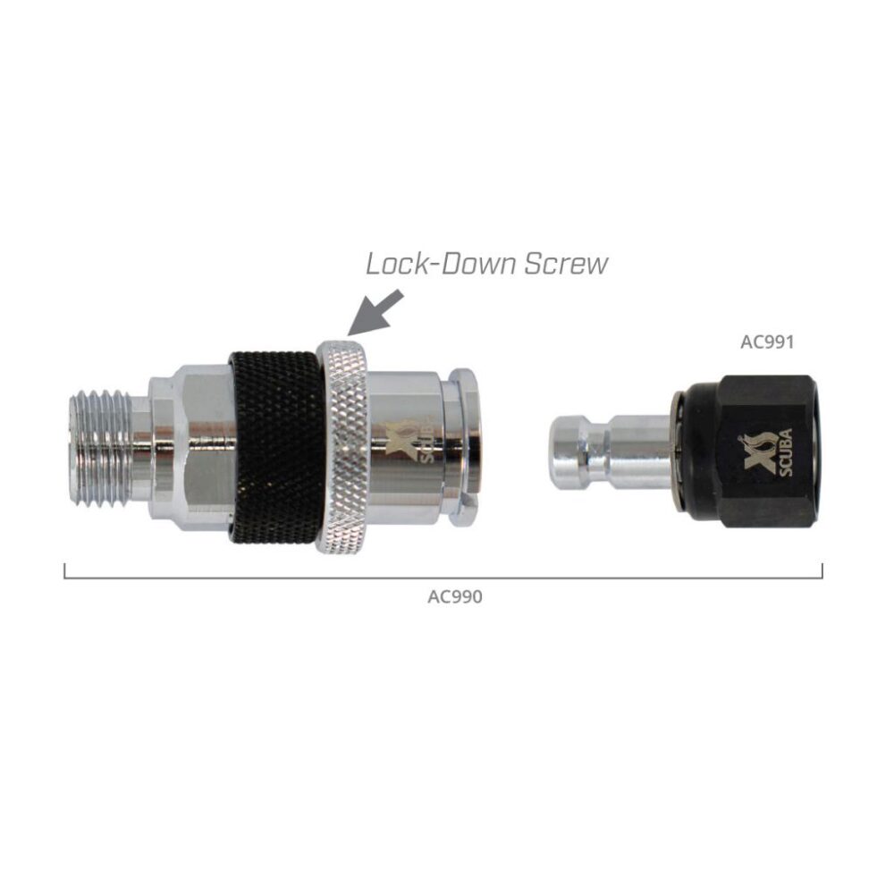 XS Scuba AC990 Second Stage Quick Disconnect Adapter – Regulator Hose Quick Connect Fitting