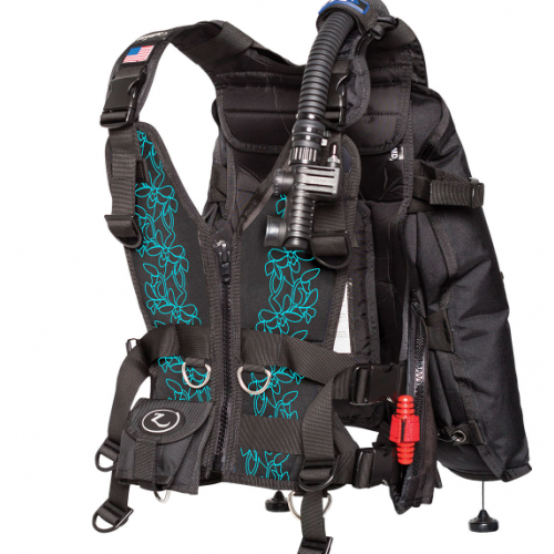 Zena Front Panel, Aqua Blue Floral - S