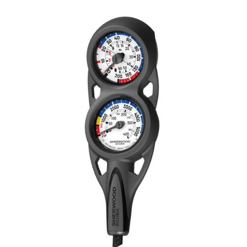 Sherwood Analog Console, Depth and Pressure Gauge, Flex Hose