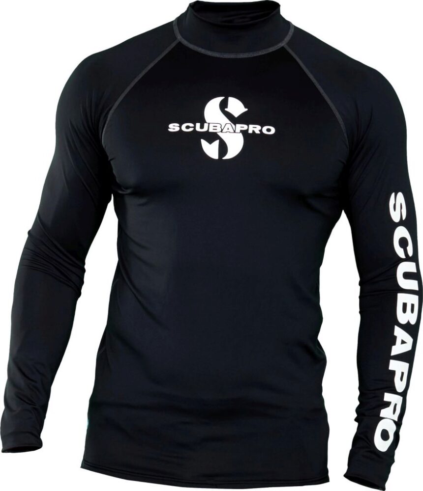 Black Rash Guard Mens, Long Sleeve (UPF50)