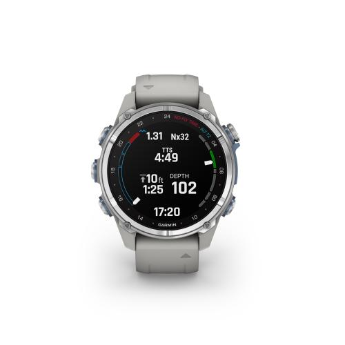 Garmin Mk3  43 mm, Stainless Steel with Fog Gray Silicone Band