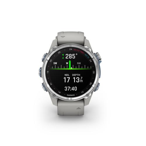 Garmin Mk3  43 mm, Stainless Steel with Fog Gray Silicone Band