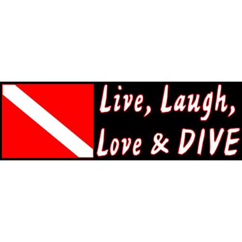 Sticker LIVE, LAUGH, LOVE & DIVE BUMPER STICKER
