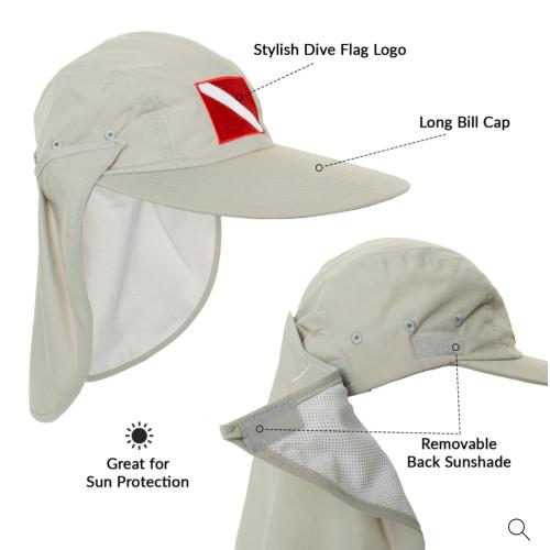 EMBROIDERED FLAG LONG BILL DIVE FLAG SUN HAT
