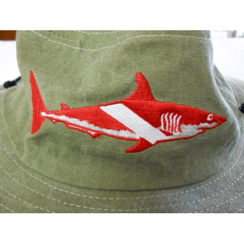 Embroidered SWIMMING DIVER FLOPPY HAT SHARK DIVE FLAG
