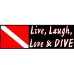 Sticker LIVE, LAUGH, LOVE & DIVE BUMPER STICKER