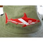 Embroidered SWIMMING DIVER FLOPPY HAT SHARK DIVE FLAG