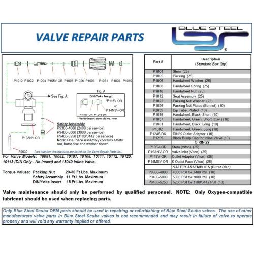 Blue Steel Valve Repair Kit