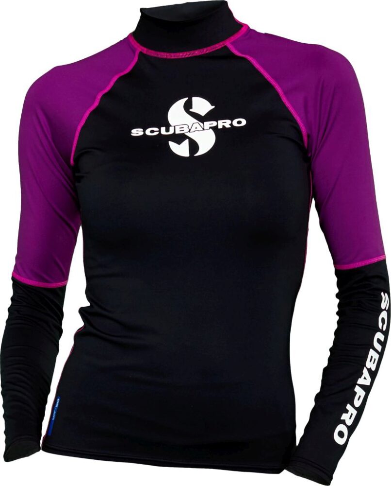Jewel Rash Guard Womens, Long Sleeve (UPF50) -Pink/Purple