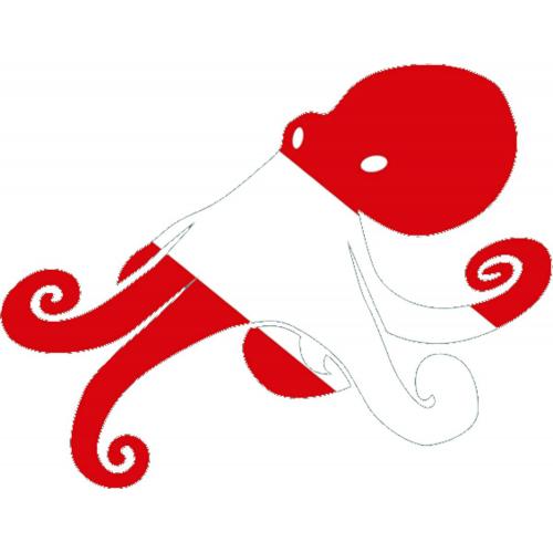 Innovative Scuba Die Cut Octopus Decal Red/White