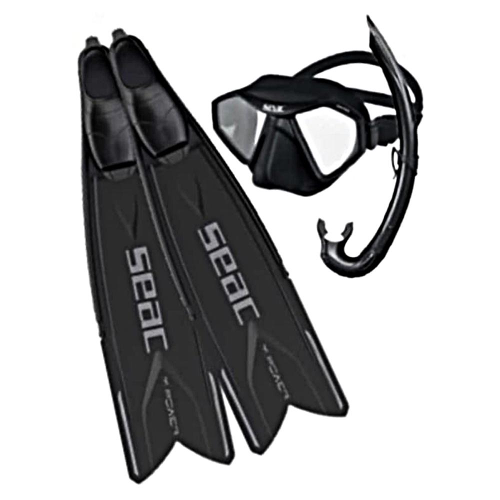 One Diving mask Jet Snorkel SEAC Motus Tris Freediving and Spearfishing Set Motus Long fins Shoulder Bag Included One Diving mask Jet Snorkel SEAC Motus Tris Freediving and Spearfishing Set Motus Long fins Shoulder Bag Included