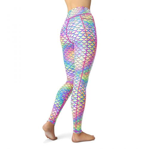 Eco-Friendly Psychedelic Mermaid Contour Leggings