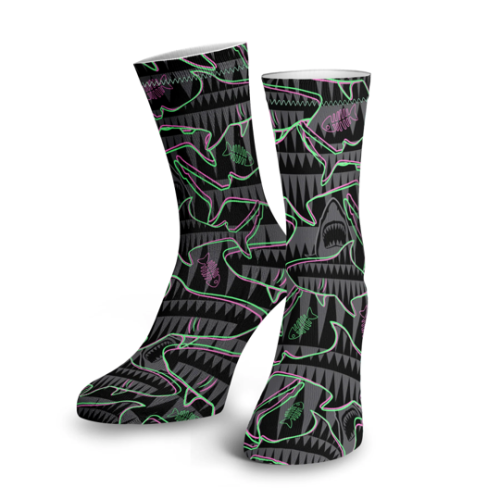 Eco-Friendly Neon Jaws Dive Socks