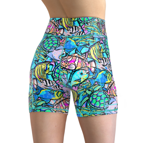 Eco-Friendly Neon Fish Frenzy Shorts