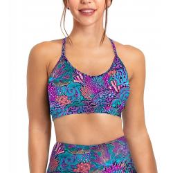 Eco-friendly Coral Kaleidoscope Bikini Sports Bra Hybrid