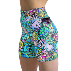 Eco-Friendly Neon Fish Frenzy Shorts