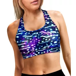 Eco-friendly Galaxy Whale Shark T-Back Bikini Sports Bra