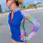 Eco-friendly Psychedelic Mermaid Zip-Up Rashguard