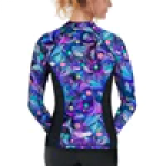Eco-friendly Cosmic Whale Mermaid Zip-Up Rashguard