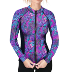 Woman's Zip-Up Coral Kaleidoscope Rashguard