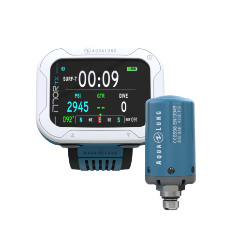 AQUA LUNG i770R W/TRANSMITTER, WHITE/PETROL