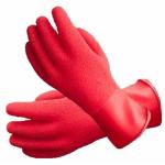 Red textured heavyweight latex gloves-L