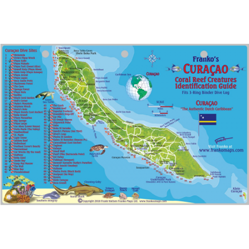 Curacao Map & Fish ID Card