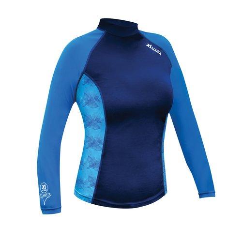 Rash Guard, Blue Hibiscus
