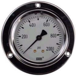 0-2000 PSI Liquid Filled Gauge with Back Post & Flange