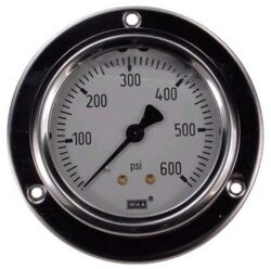 0-600 PSI Liquid Filled Gauge with Back Post & Flange