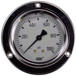 0-1000 PSI Liquid Filled Gauge with Back Post & Flange