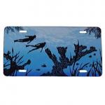 Blue Water with Elkhorn Coral and Diver License Plate - Metal