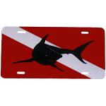 Dive Flag with Mako Shark License Plate - Metal