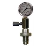 DIN Tank Checker with 6000 PSI Liquid Filled Gauge & Push Button