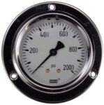 0-2000 PSI Liquid Filled Gauge with Back Post & Flange