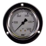 0-5000 PSI Liquid Filled Gauge with Back Post and Flange - 4.0