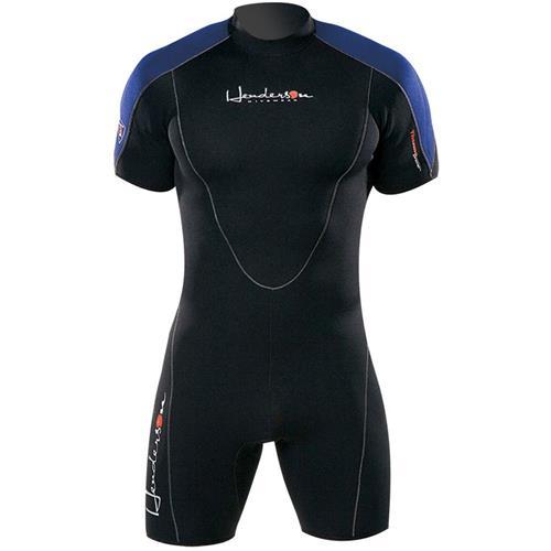 HENDERSON THERMOPRENE 3MM MEN'S SHORTY, BACK ZIP MEDIUM BLACK/BLUE