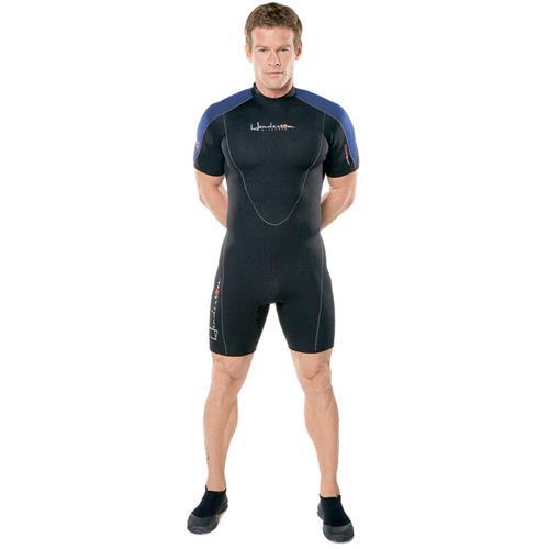 HENDERSON THERMOPRENE 3MM MEN'S SHORTY, BACK ZIP MEDIUM BLACK/BLUE