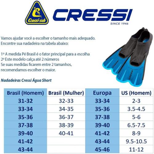 CRESSI AGUA SHORT SWIM FINS BLUE