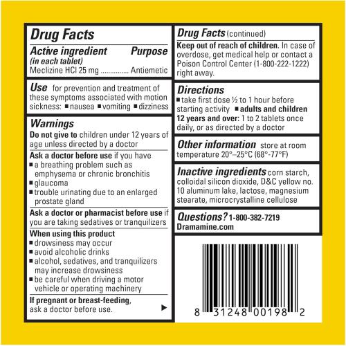 DRAMAMINE LESS DROWSY #8 25MG