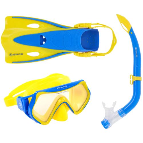 AQUALUNG SET HERO YELLOW BLUE S/M LENS MIRROR