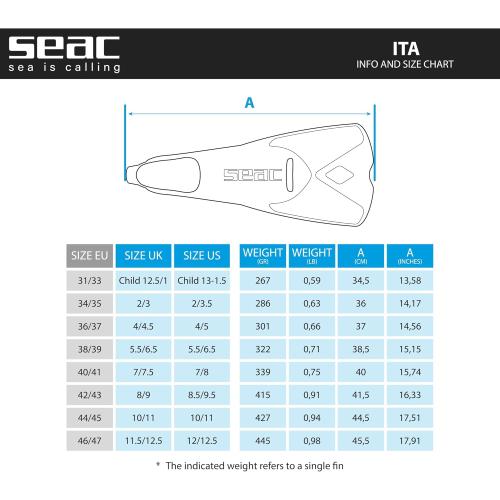 SEAC FINS ITA BLUE, 100-11 (44/45)
