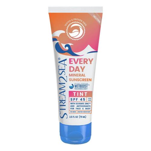 STREAM2SEA  EVERY DAY MINERAL SUNSCREEN-TINT SPF 45, 2.5 OZ
