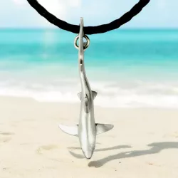 Pewter Blue Shark Necklace 16